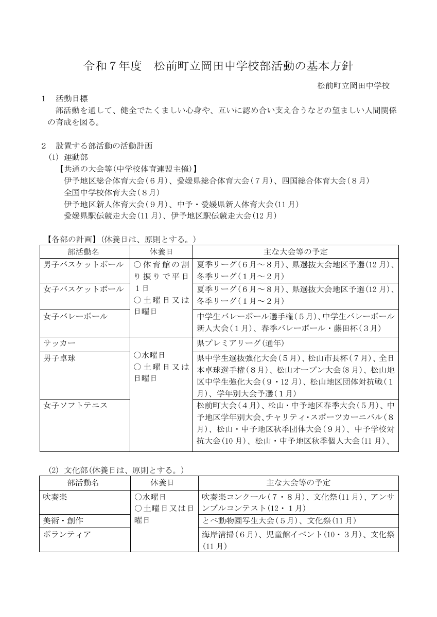 R7岡田中学校基本方針について.pdfの1ページ目のサムネイル